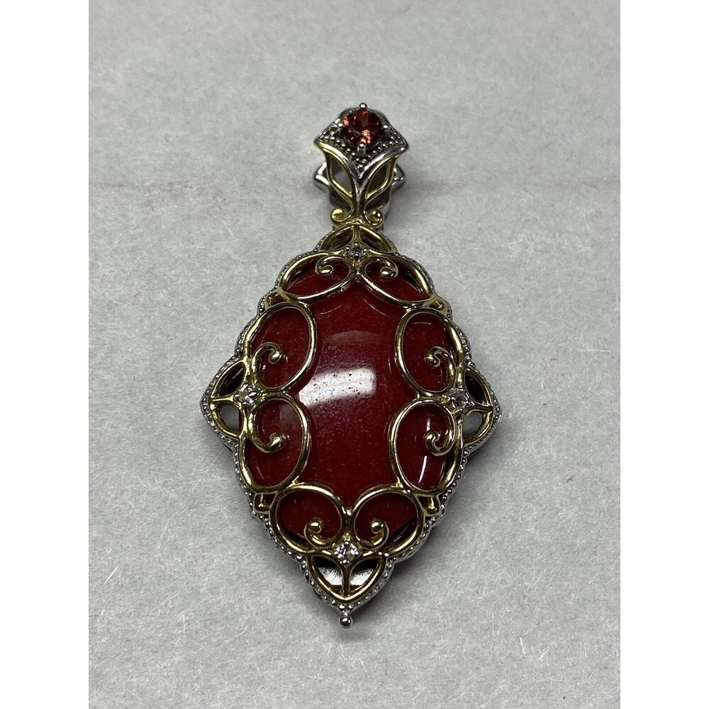 Michael Valitutti Stamped NH 925, Red Stone, Sterling Silver Pendant
